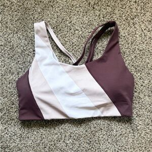 Senita Athletics Colorblock Sports Bralette - Brown, cream, and white